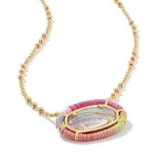 NWT Kendra Scott Threaded Elisa Pendant Necklace Pastel Mix Abalone